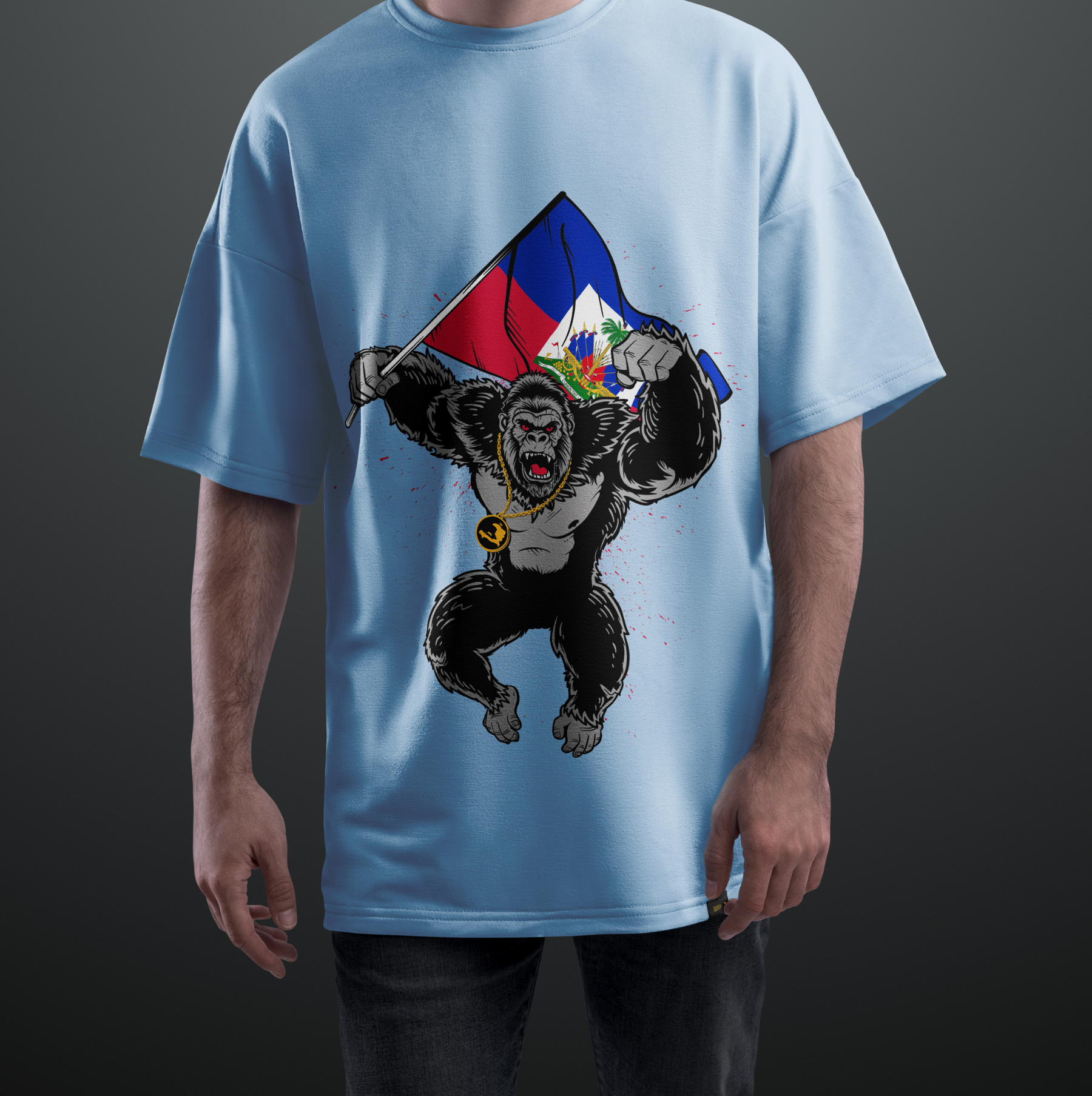 Haitian Flag Gorilla Graphic Tee