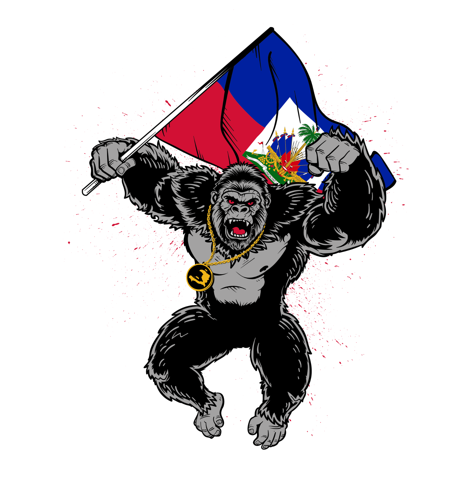 Haitian Flag Gorilla Graphic Tee