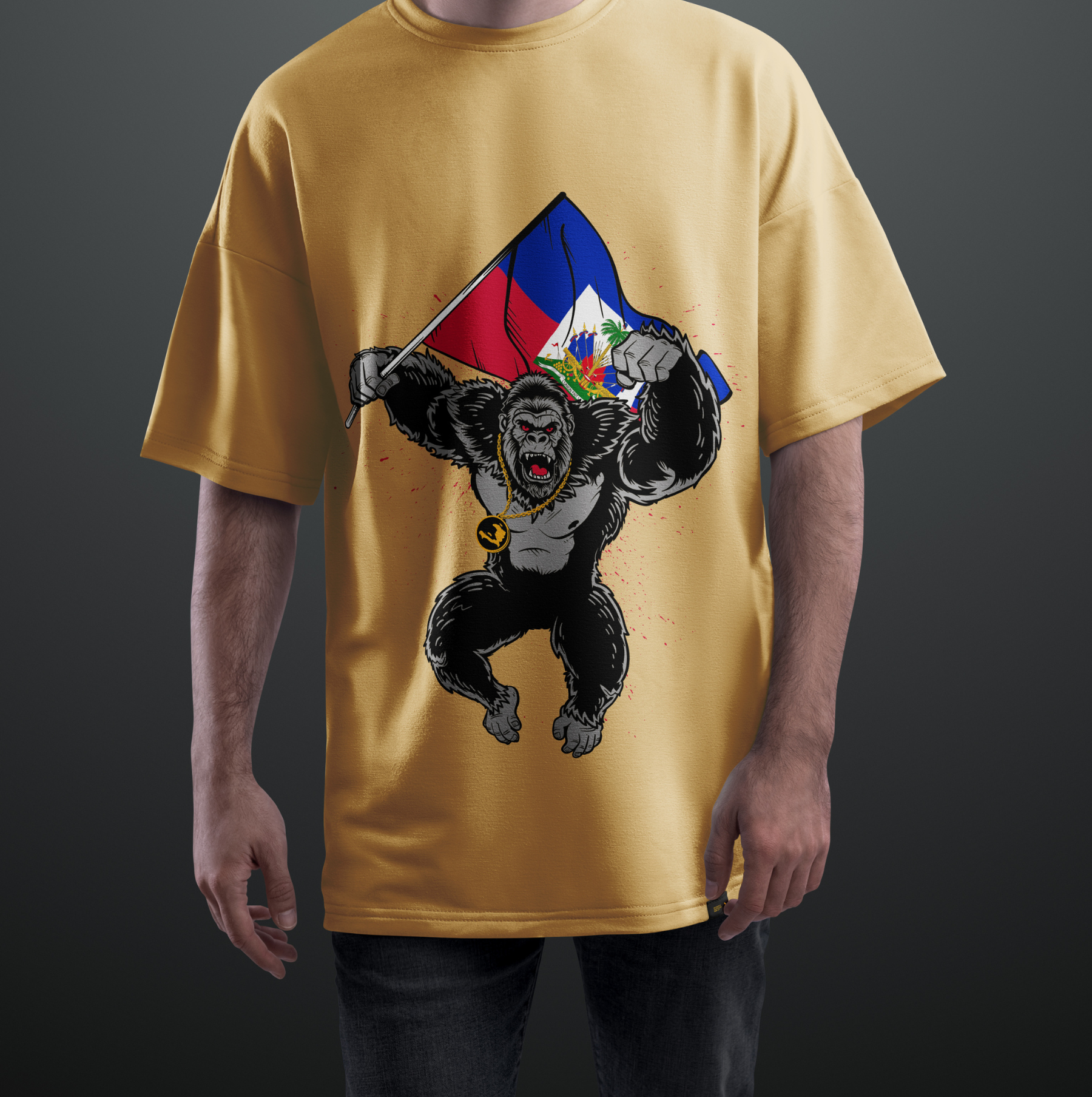 Haitian Flag Gorilla Graphic Tee