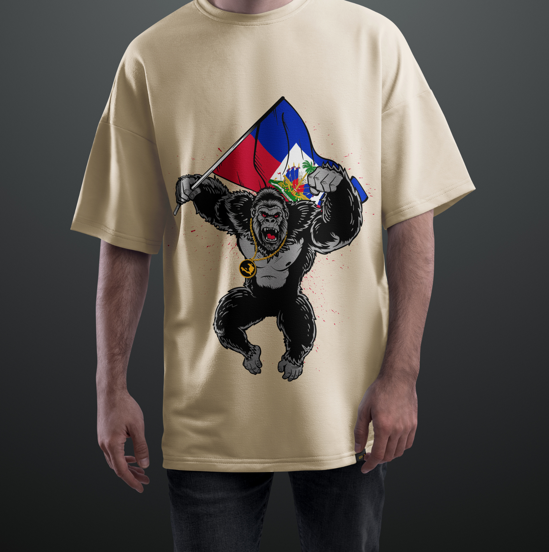 Haitian Flag Gorilla Graphic Tee