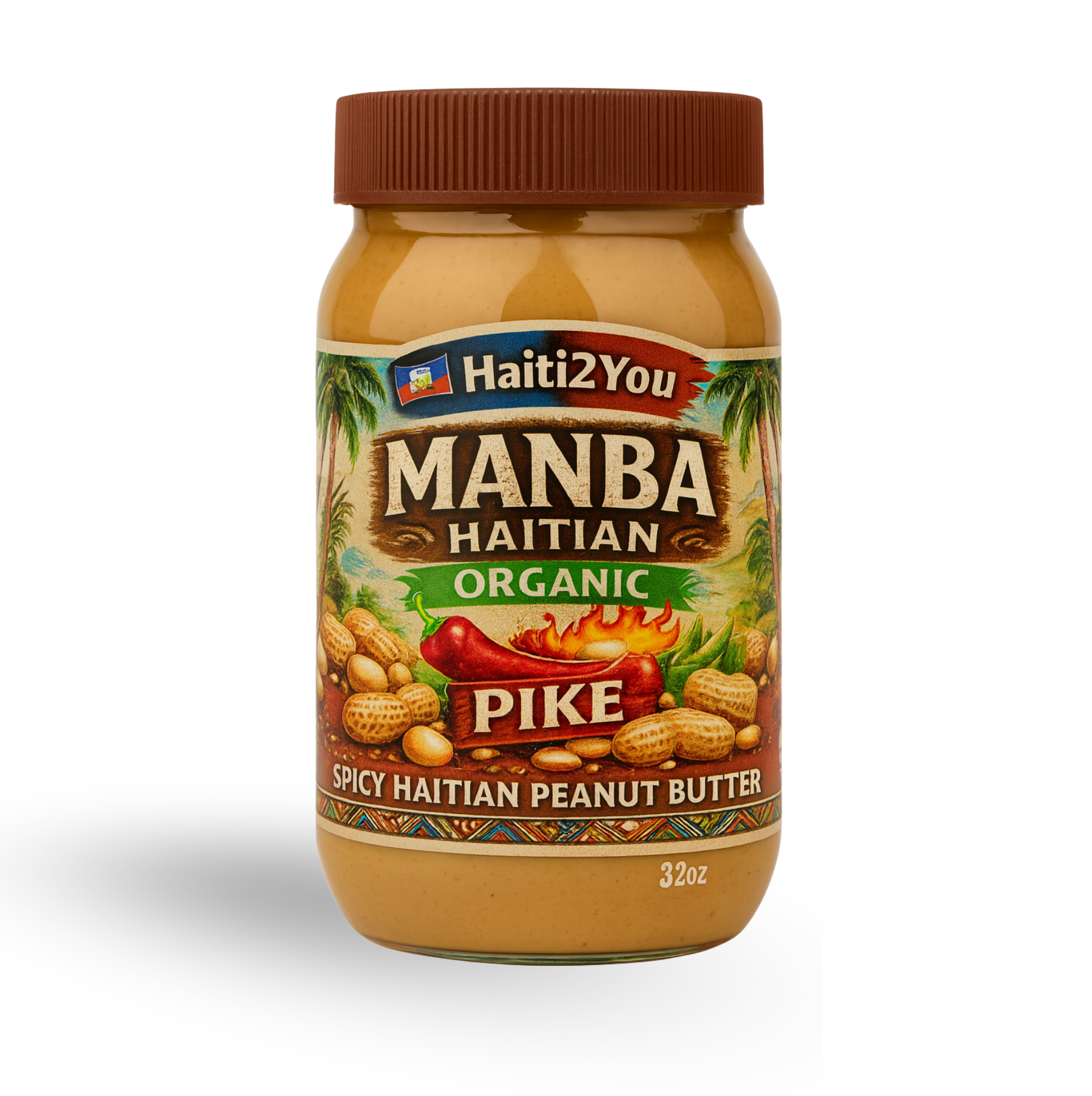 Manba Haitian Spicy Peanut Butter 32 Oz (Organic)