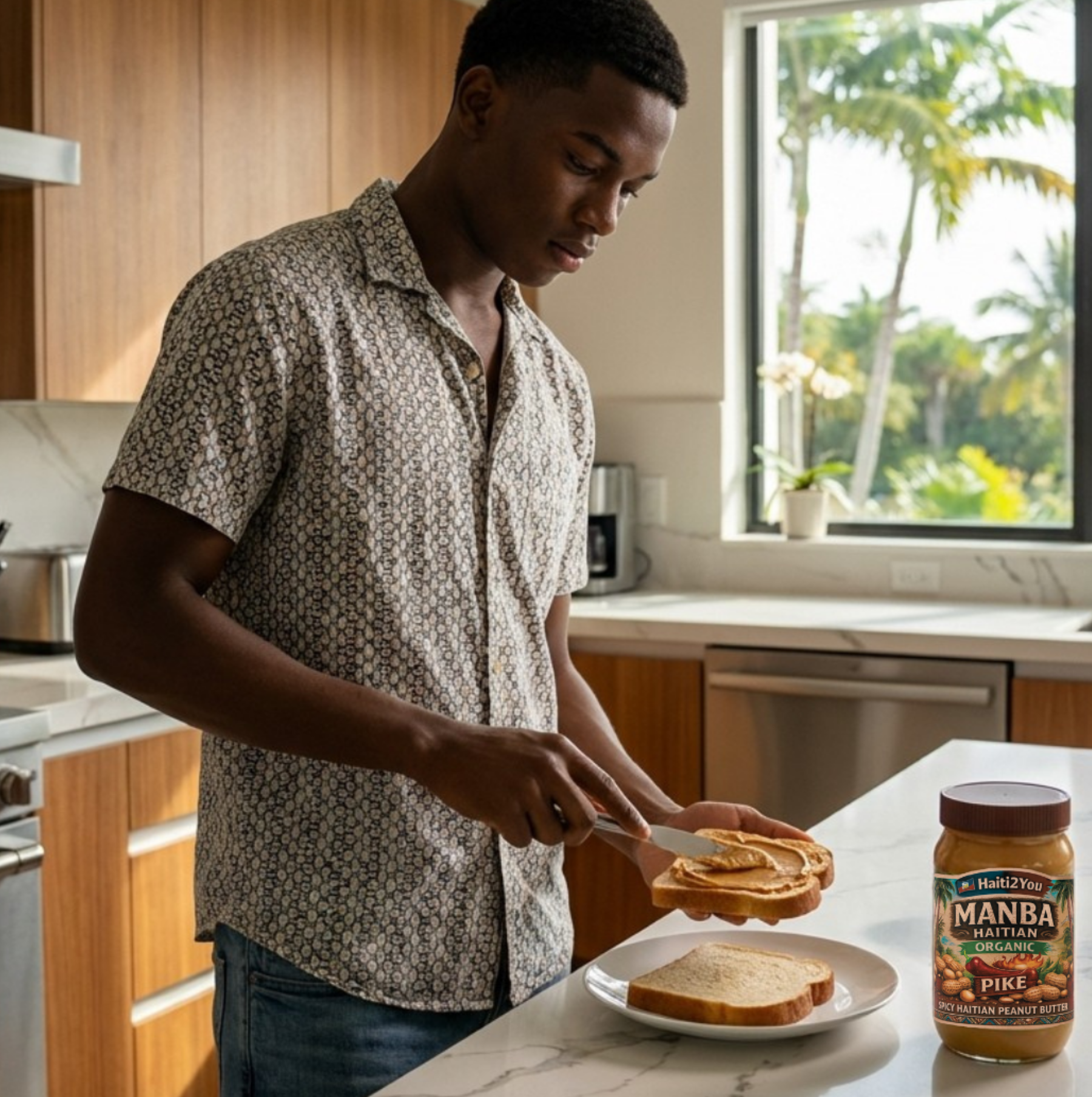 Manba Haitian Spicy Peanut Butter 32 Oz (Organic)