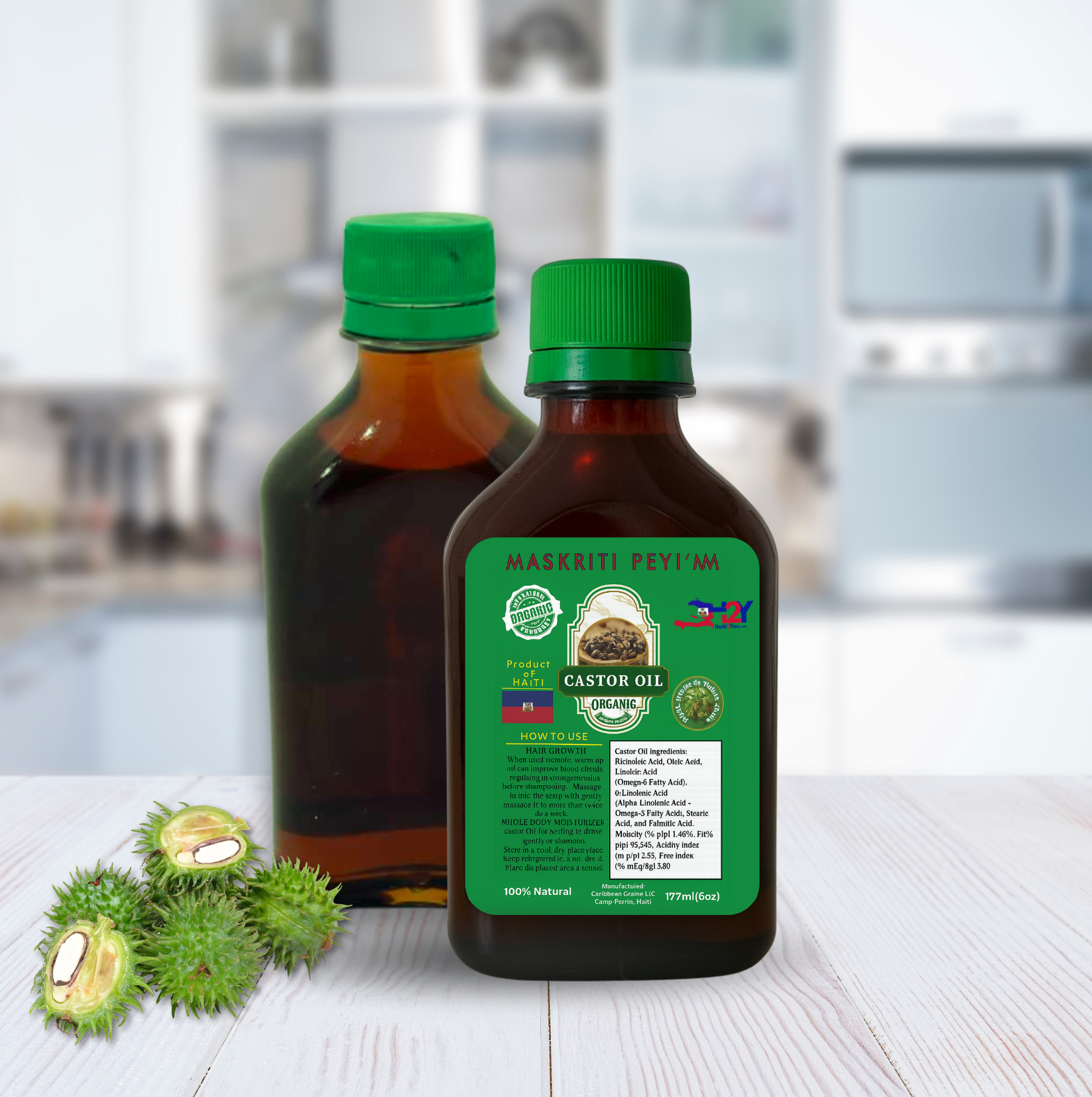 Lwil Maskreti Ayisyen- Haitian Black Castor Oil