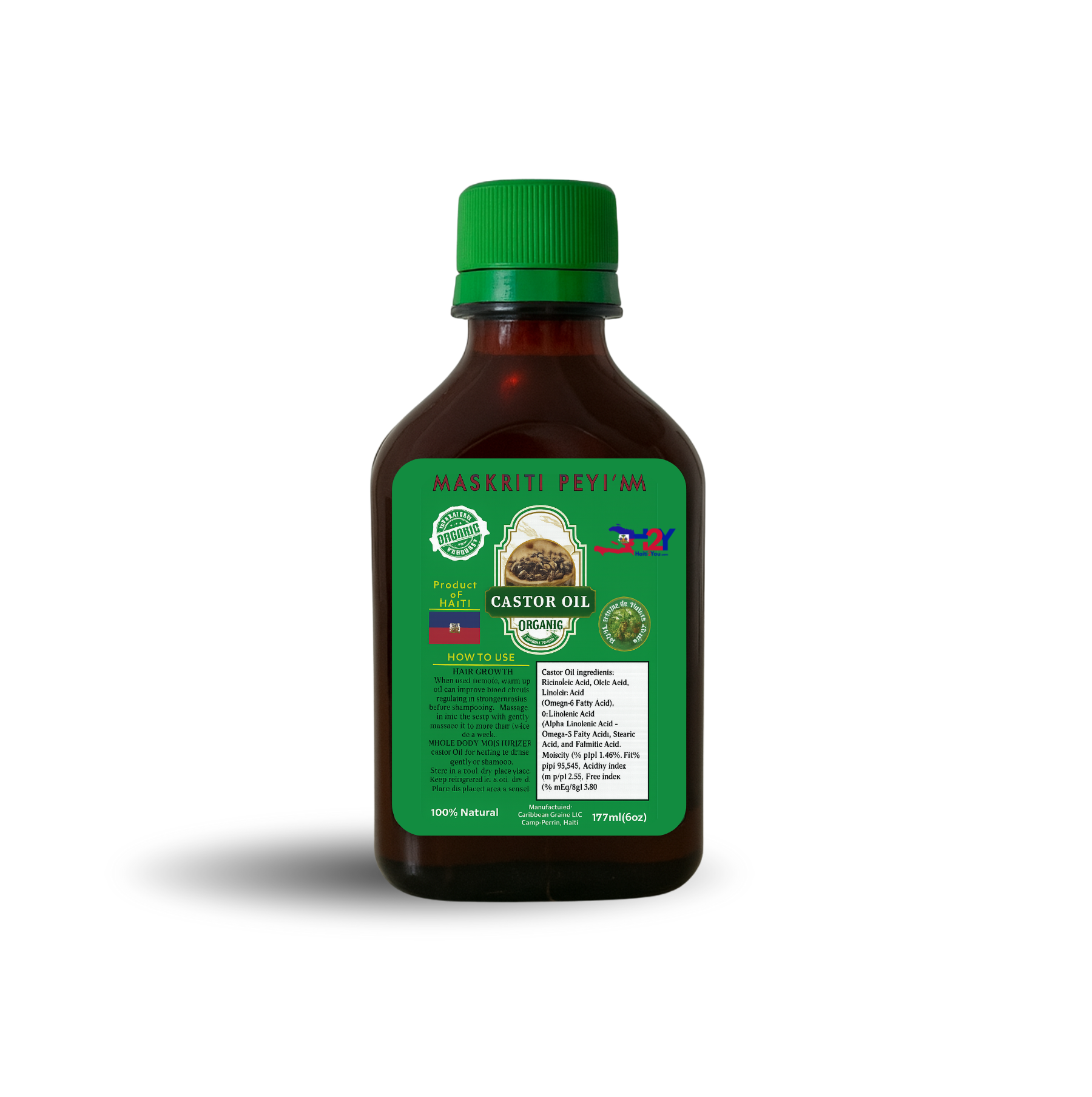 Lwil Maskreti Ayisyen- Haitian Black Castor Oil