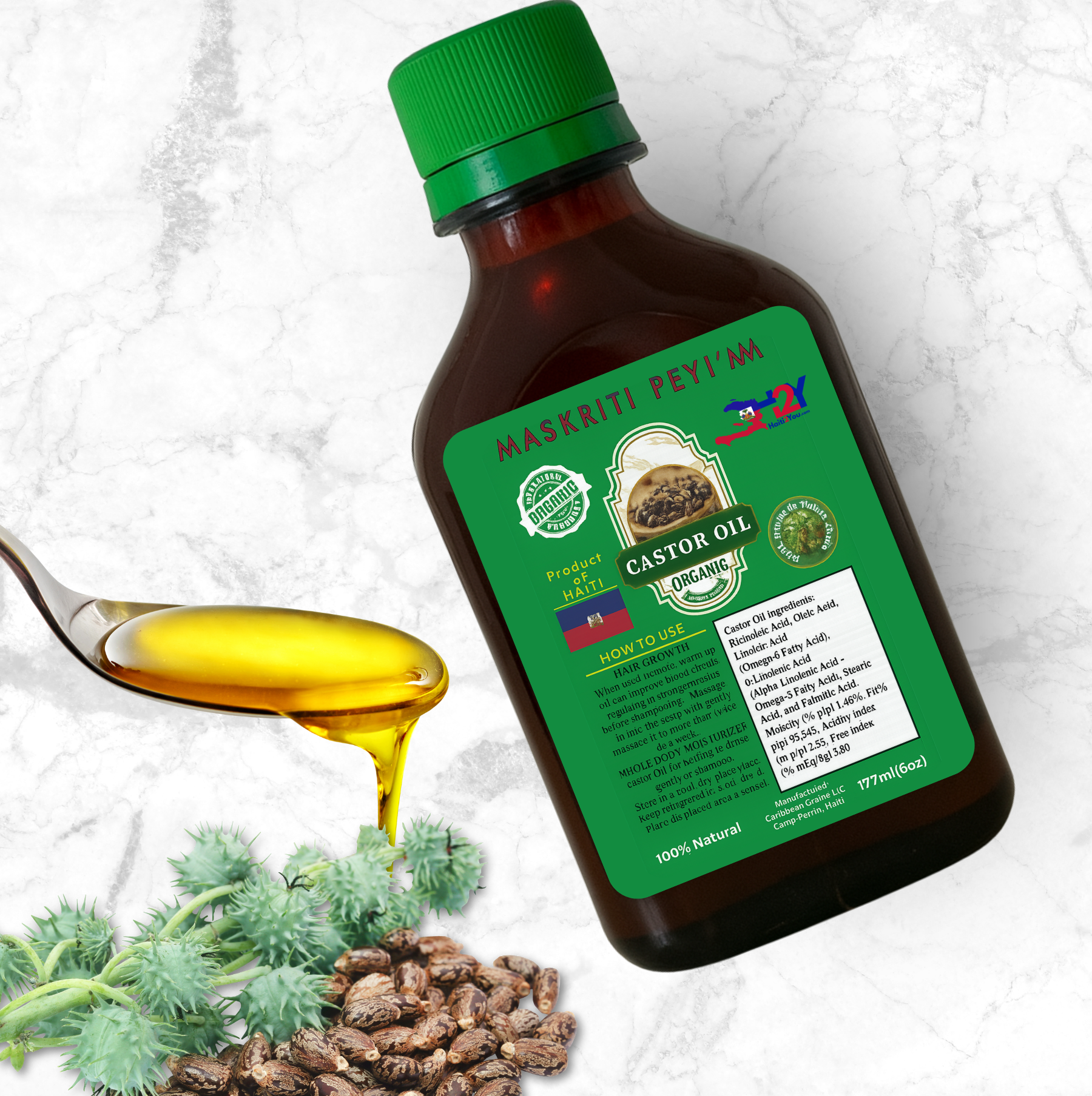 Lwil Maskreti Ayisyen- Haitian Black Castor Oil